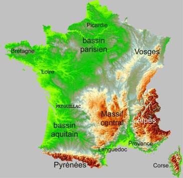 la carte de france avec préguillac